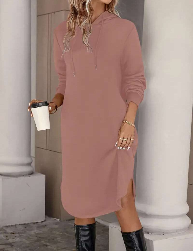 Casual Hooded Midi Dress