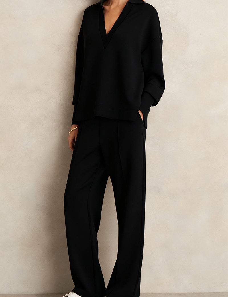 Drawstring V-Neck Set