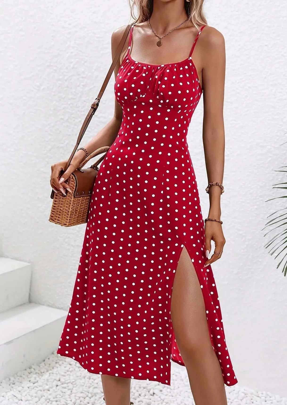 Spaghetti Strap Polka Dot Dress