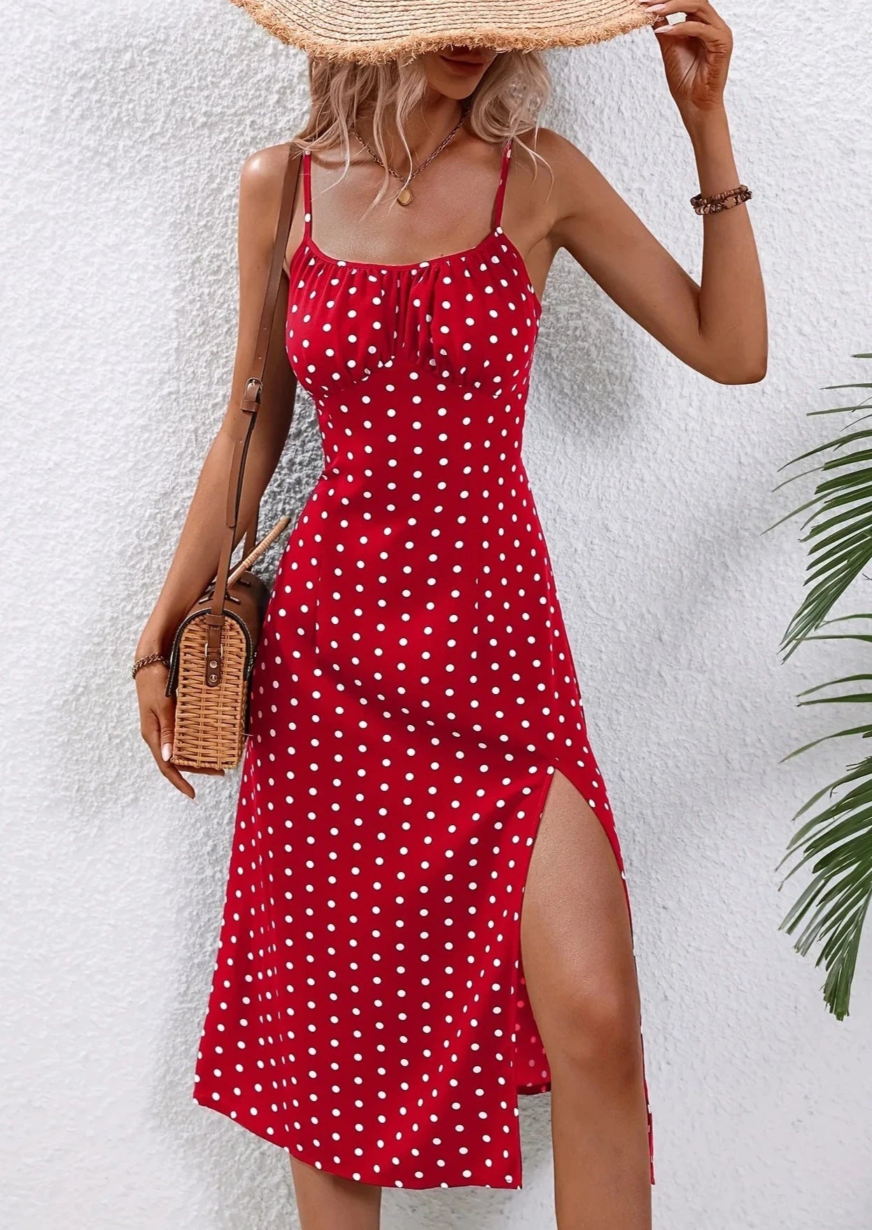 Spaghetti Strap Polka Dot Dress