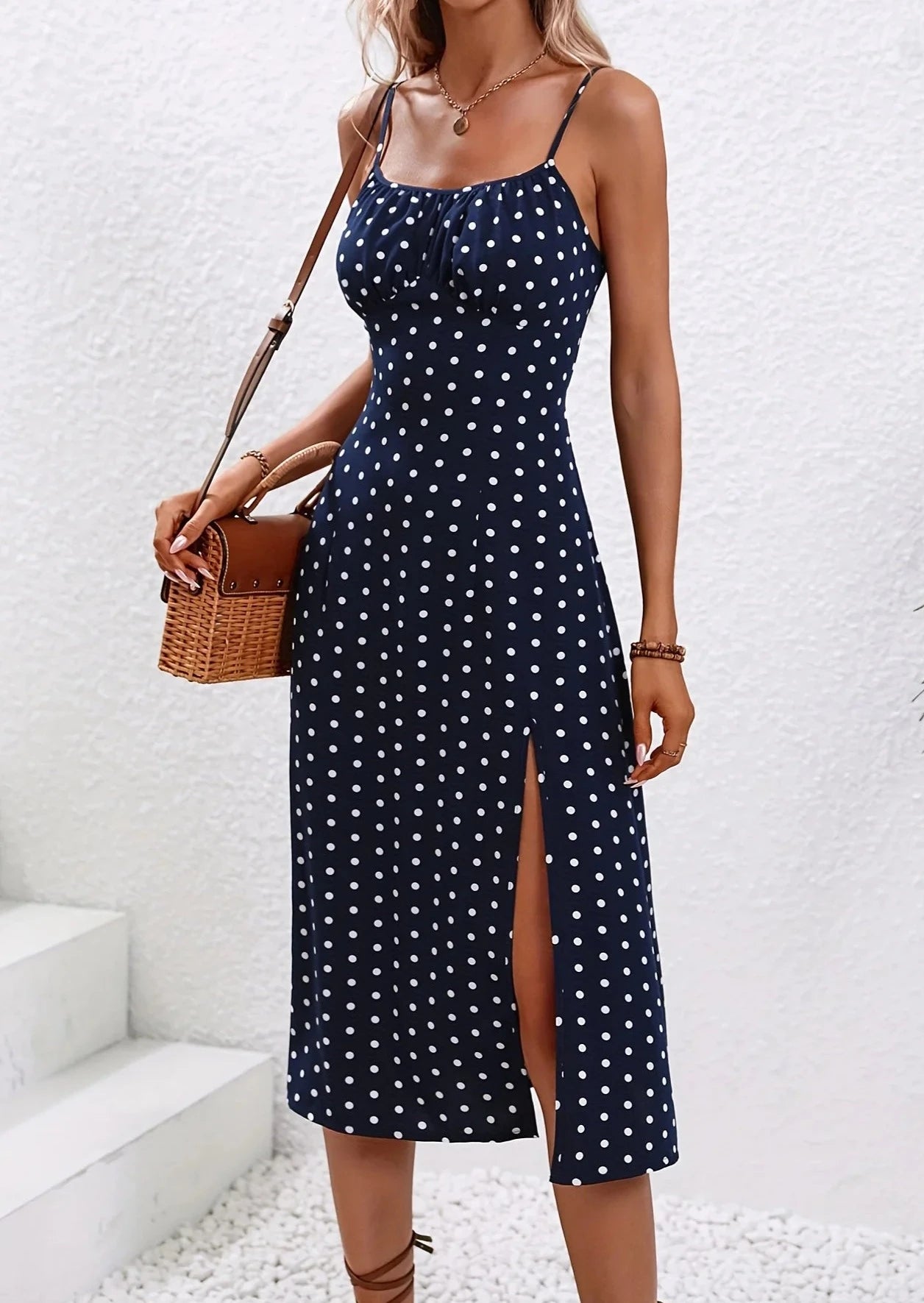 Spaghetti Strap Polka Dot Dress