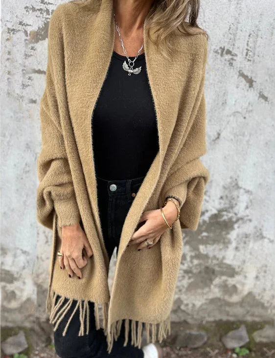 Oversized Tassel Shawl Coat