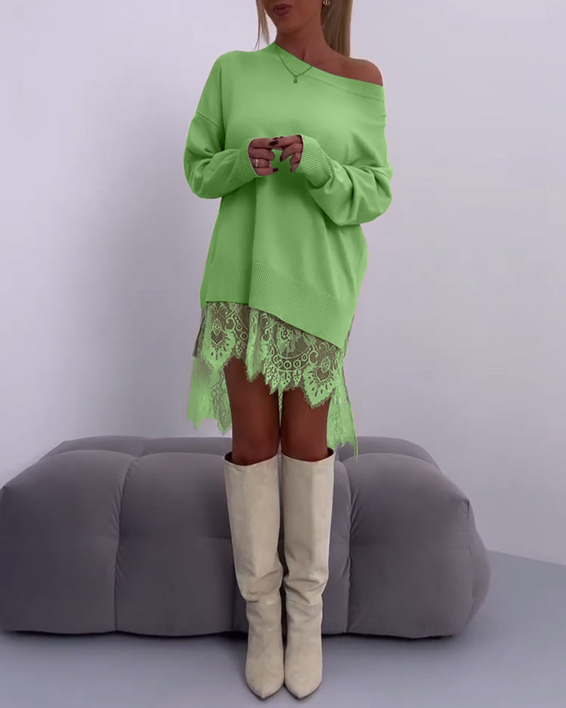 Off Shoulder Slim Sweater