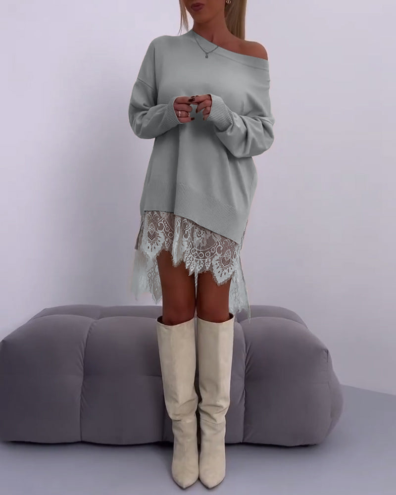 Off Shoulder Slim Sweater