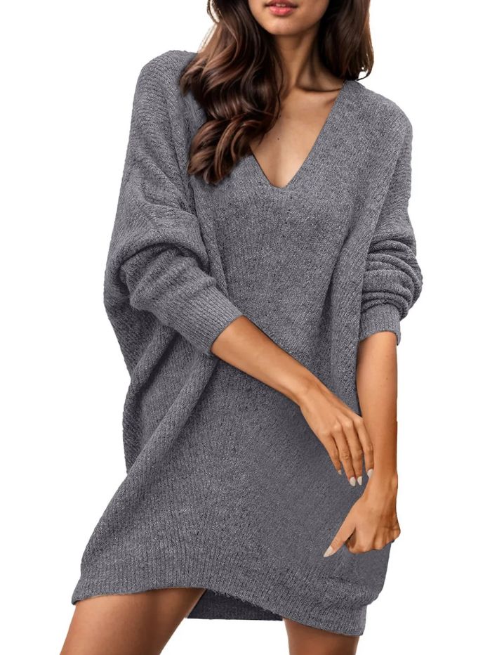 V-Neck Sweater Dress