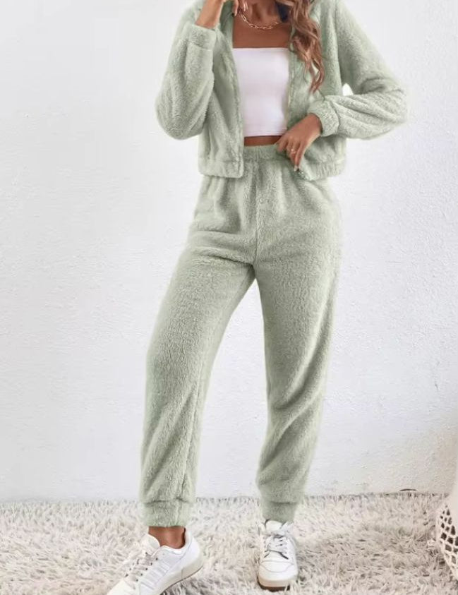 Fluffy Hooded Fleece Set