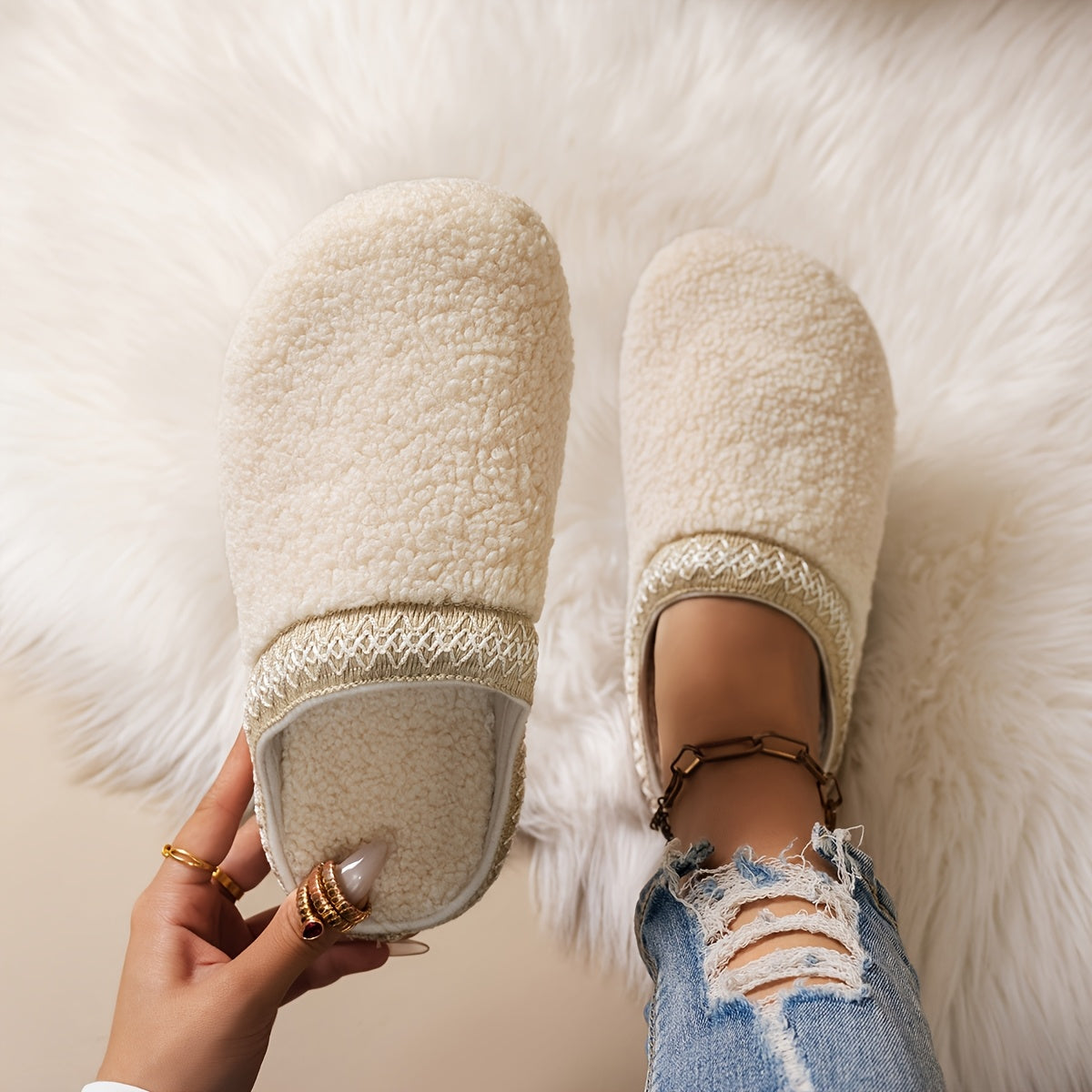 Plush Teddy Indoor Slippers