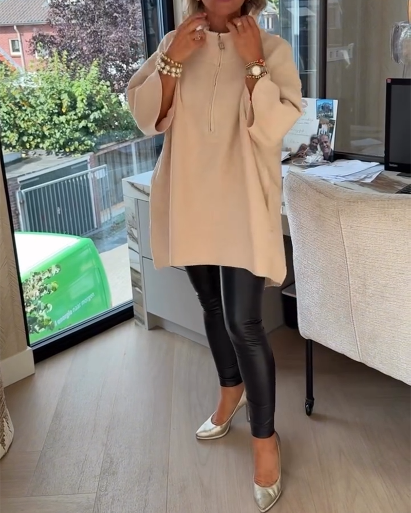 Stand Collar Half Zip Sweater