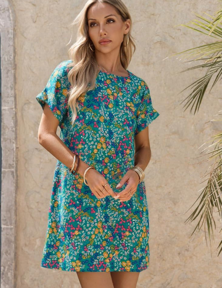 Casual Crewneck Shirt Dress