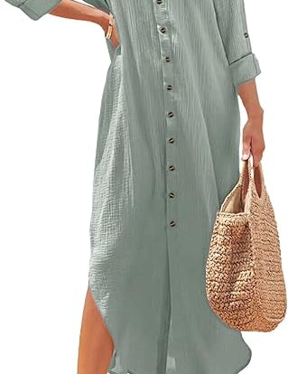 Casual Maxi Shirt Dress