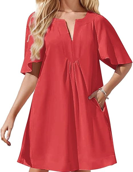 Casual V Neck Mini Dress