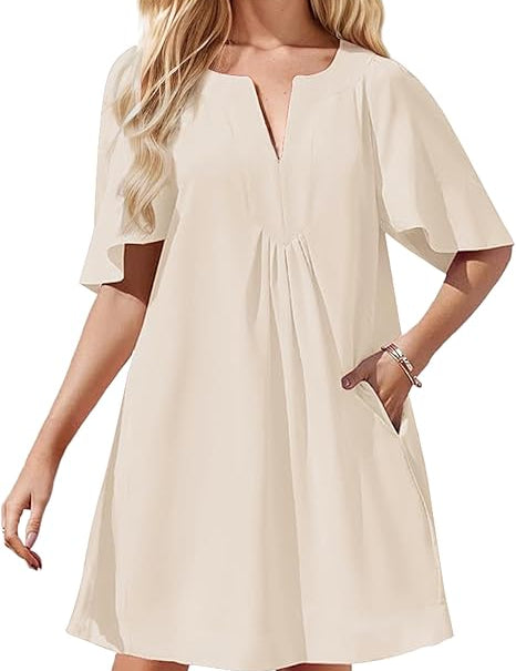 Casual V Neck Mini Dress