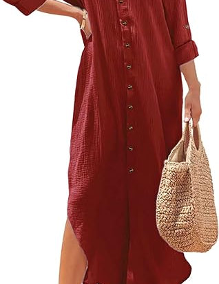 Casual Maxi Shirt Dress
