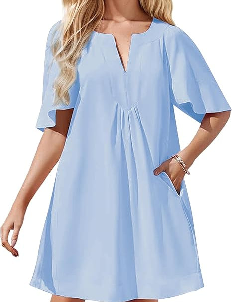 Casual V Neck Mini Dress