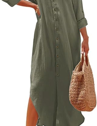Casual Maxi Shirt Dress