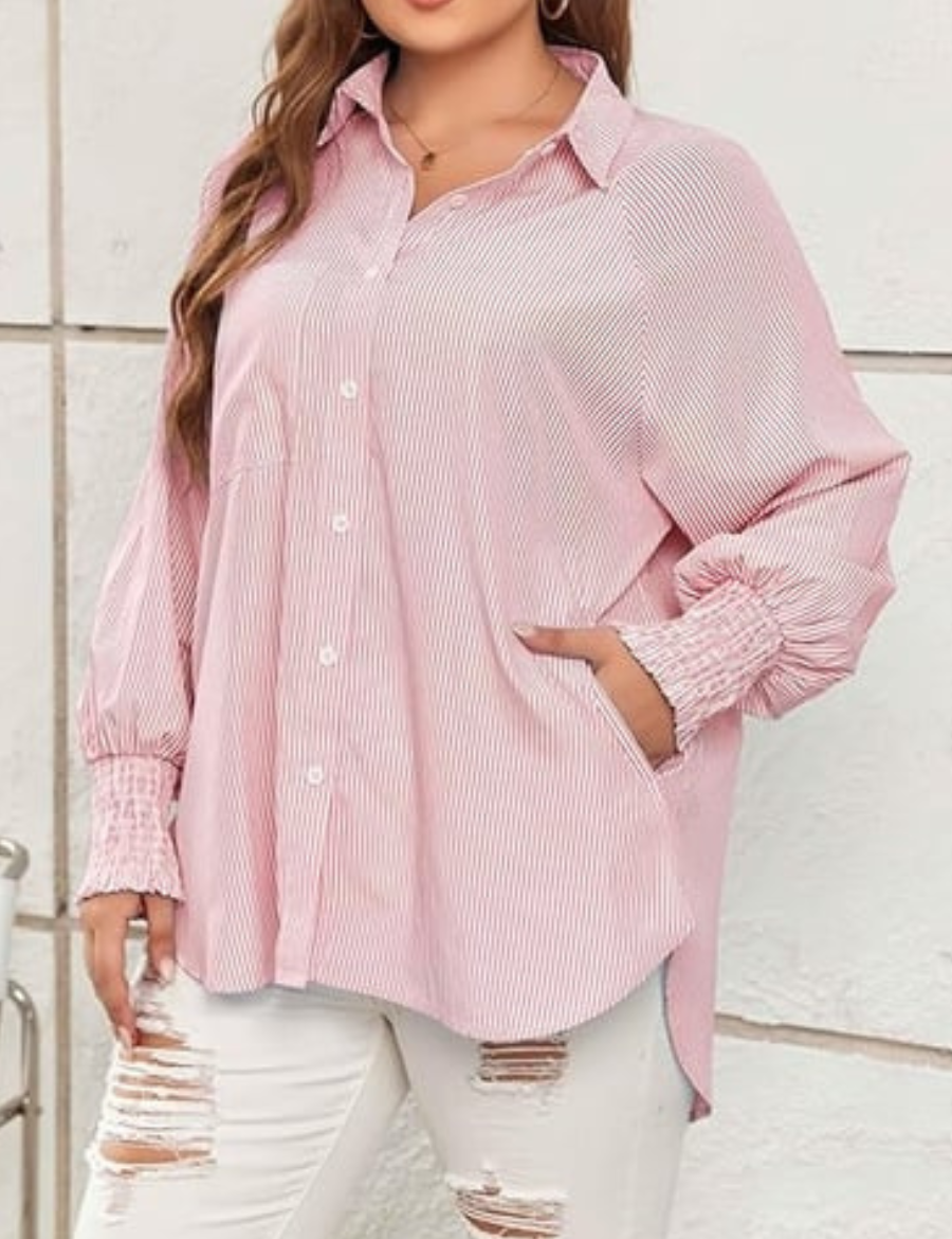 Casual Striped Lapel Shirt