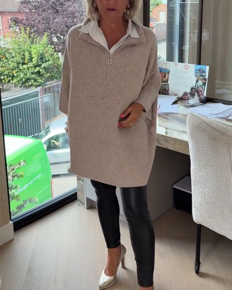 Stand Collar Half Zip Sweater