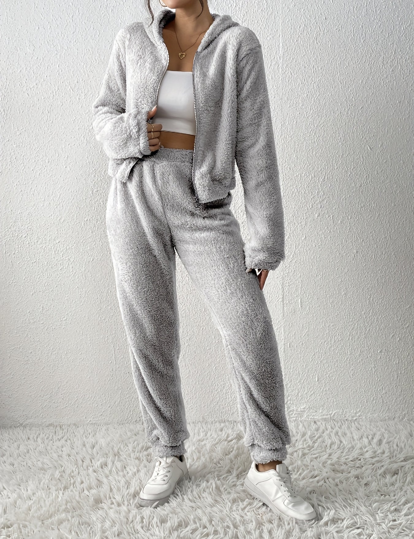 Fluffy Hooded Fleece Set