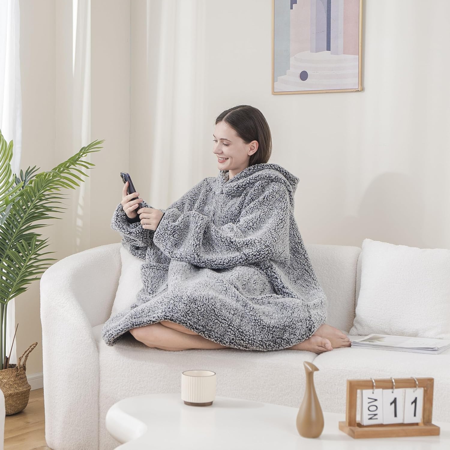 Oversized Sherpa Blanket Hoodie