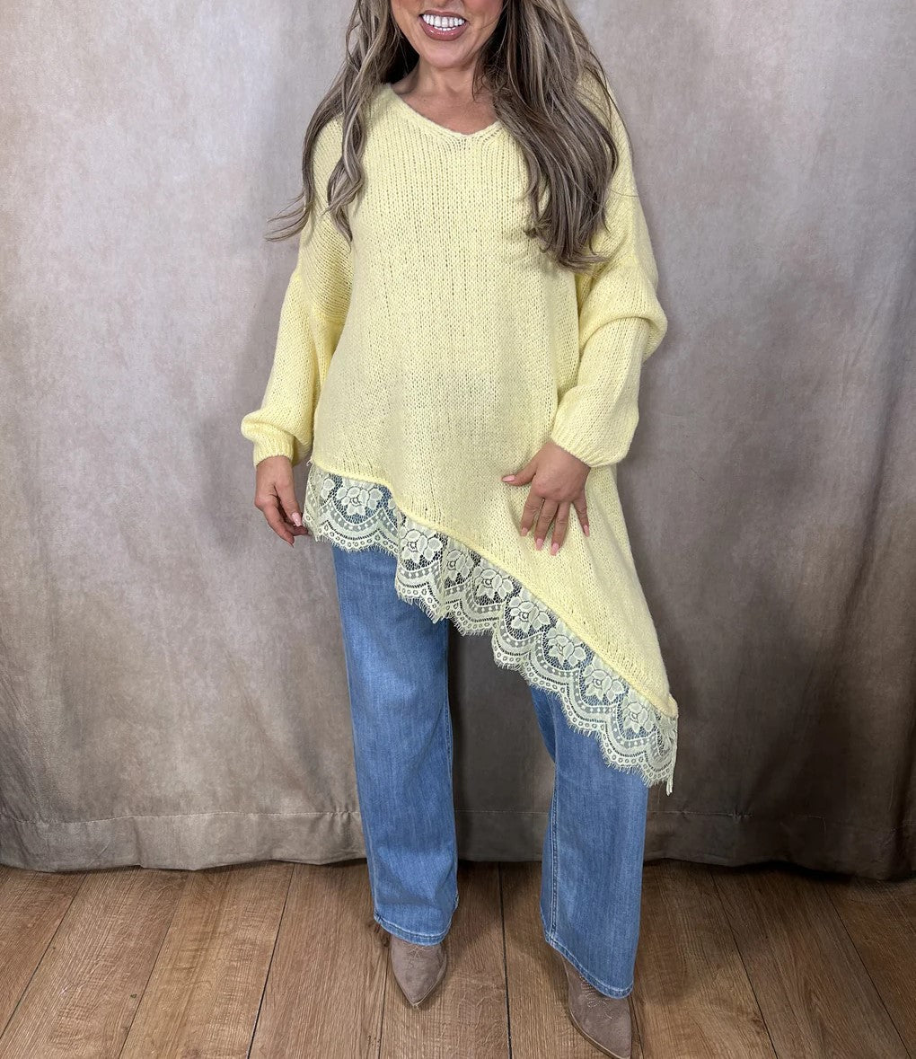 Casual Asymmetrical Lace Sweater
