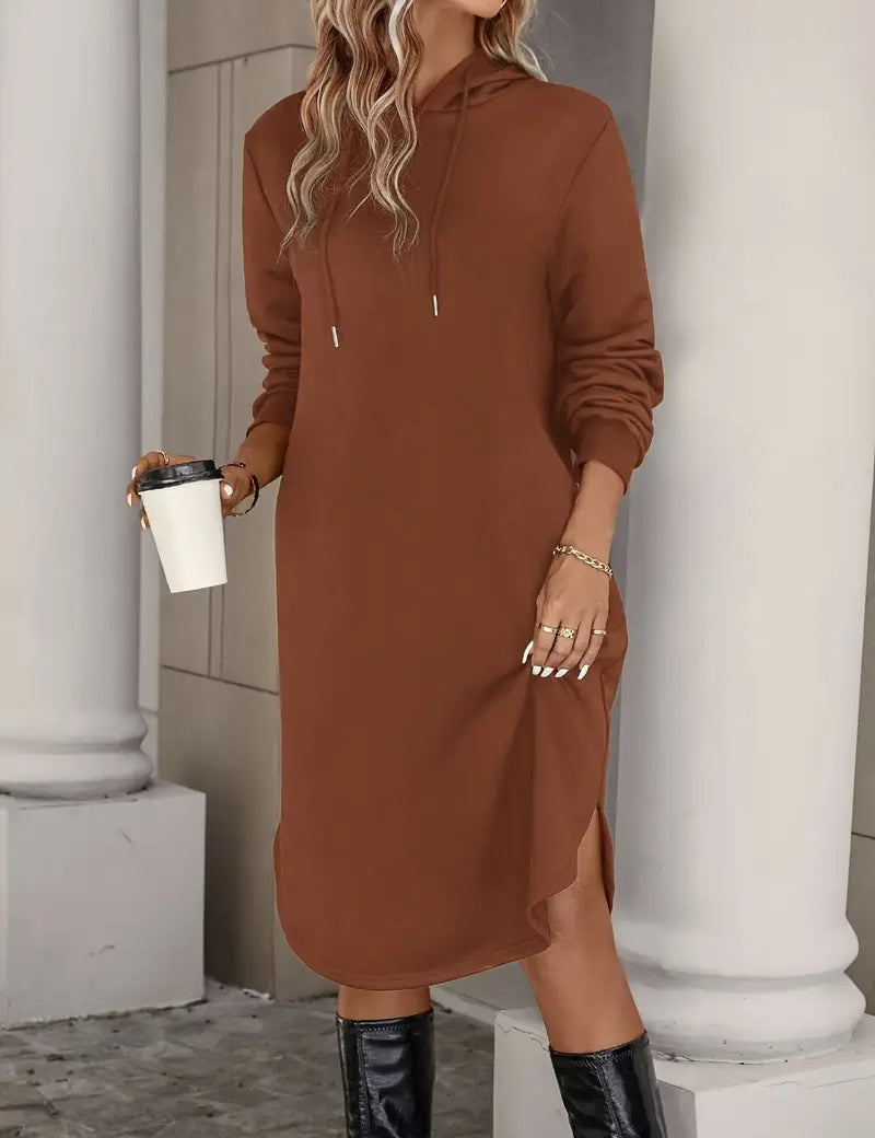 Casual Hooded Midi Dress