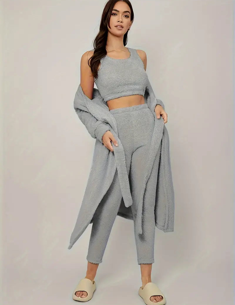 Fluffy Robe and Lounge Set