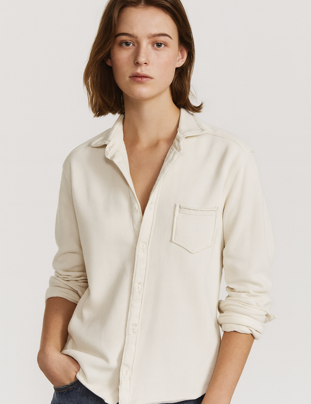 Casual Button Up Sweatshirt