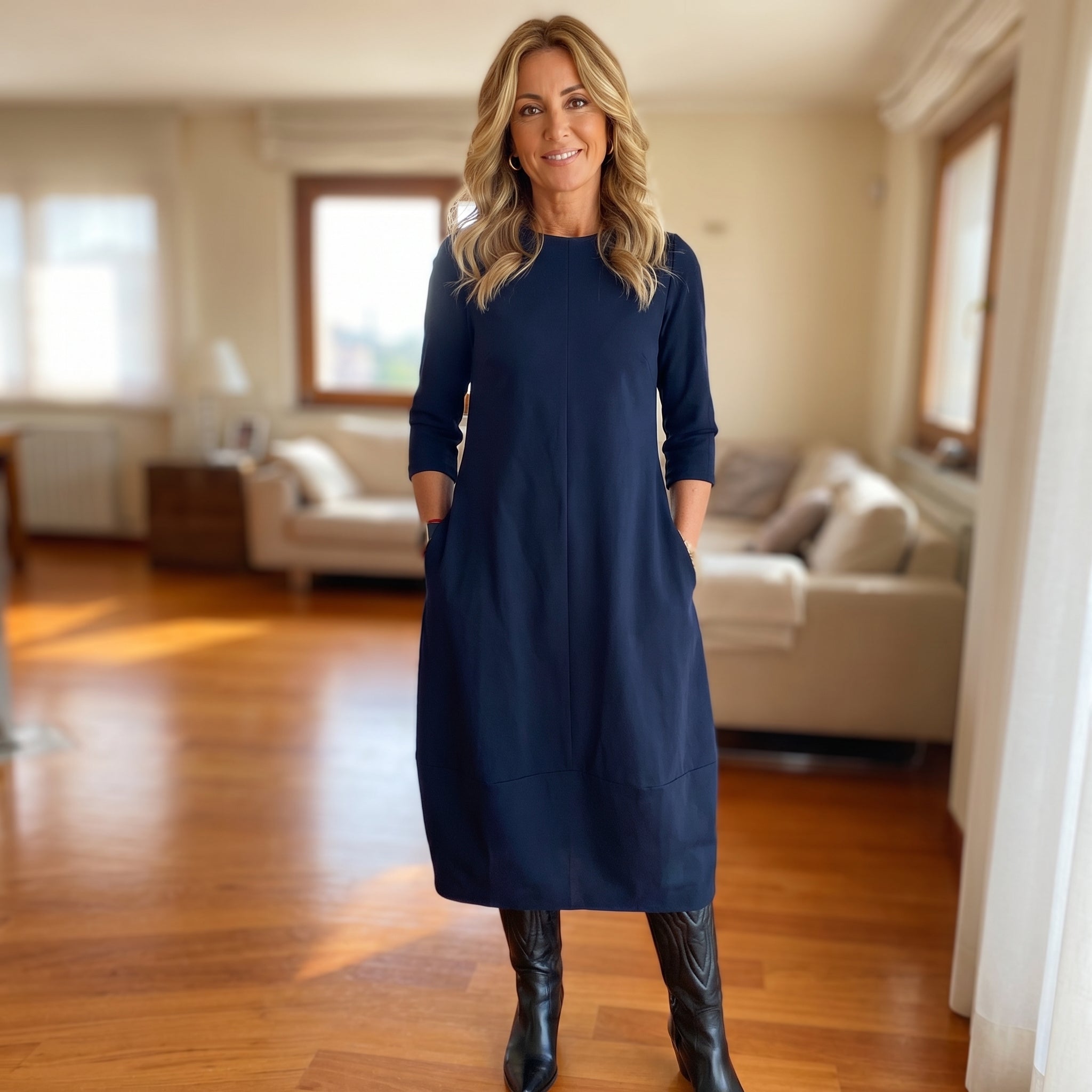 Round Neck Pocket Dress