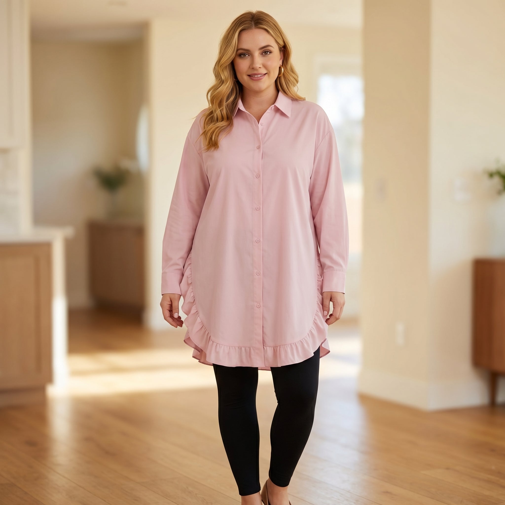 Casual Ruffle Trim Shirt