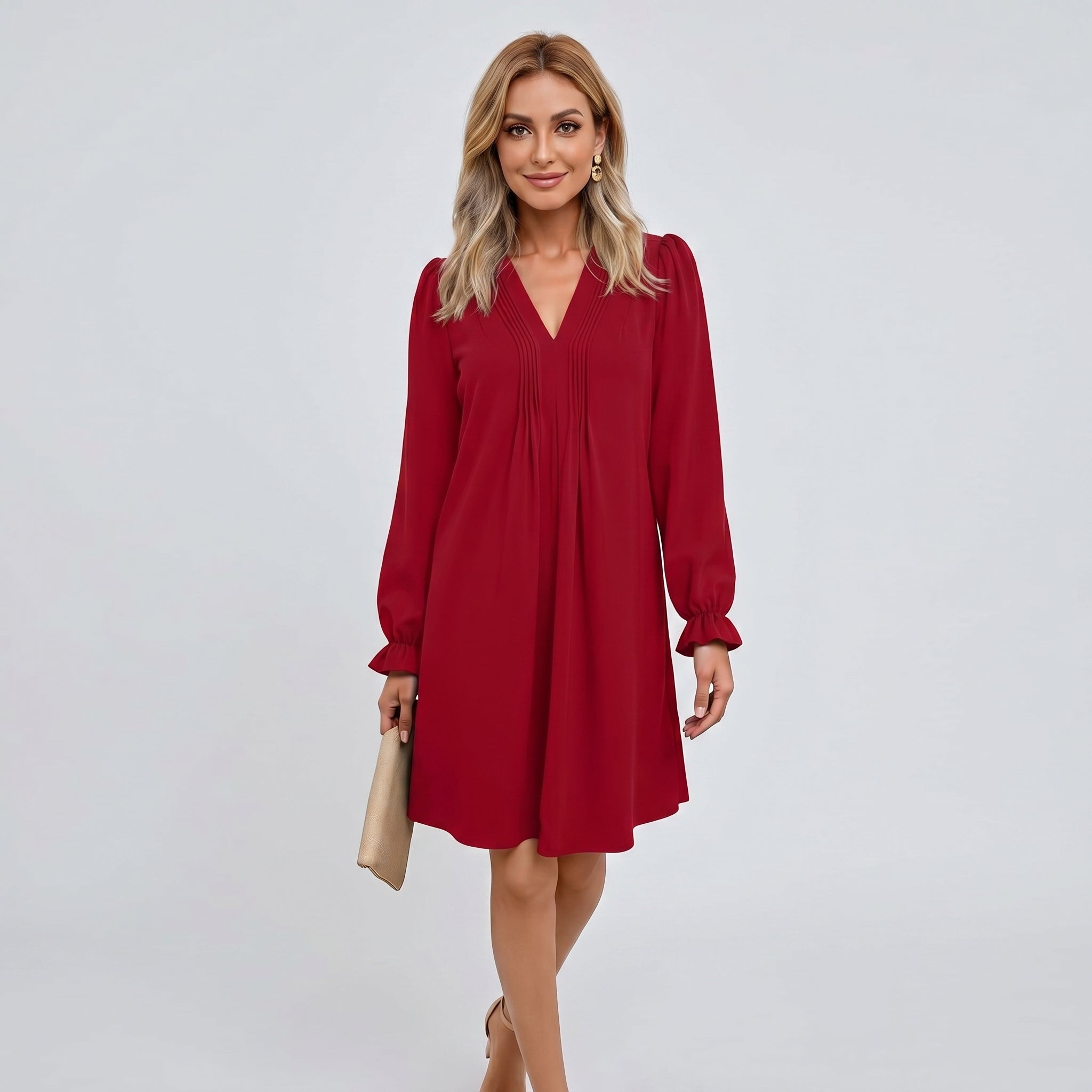V Neck Shirt Dress