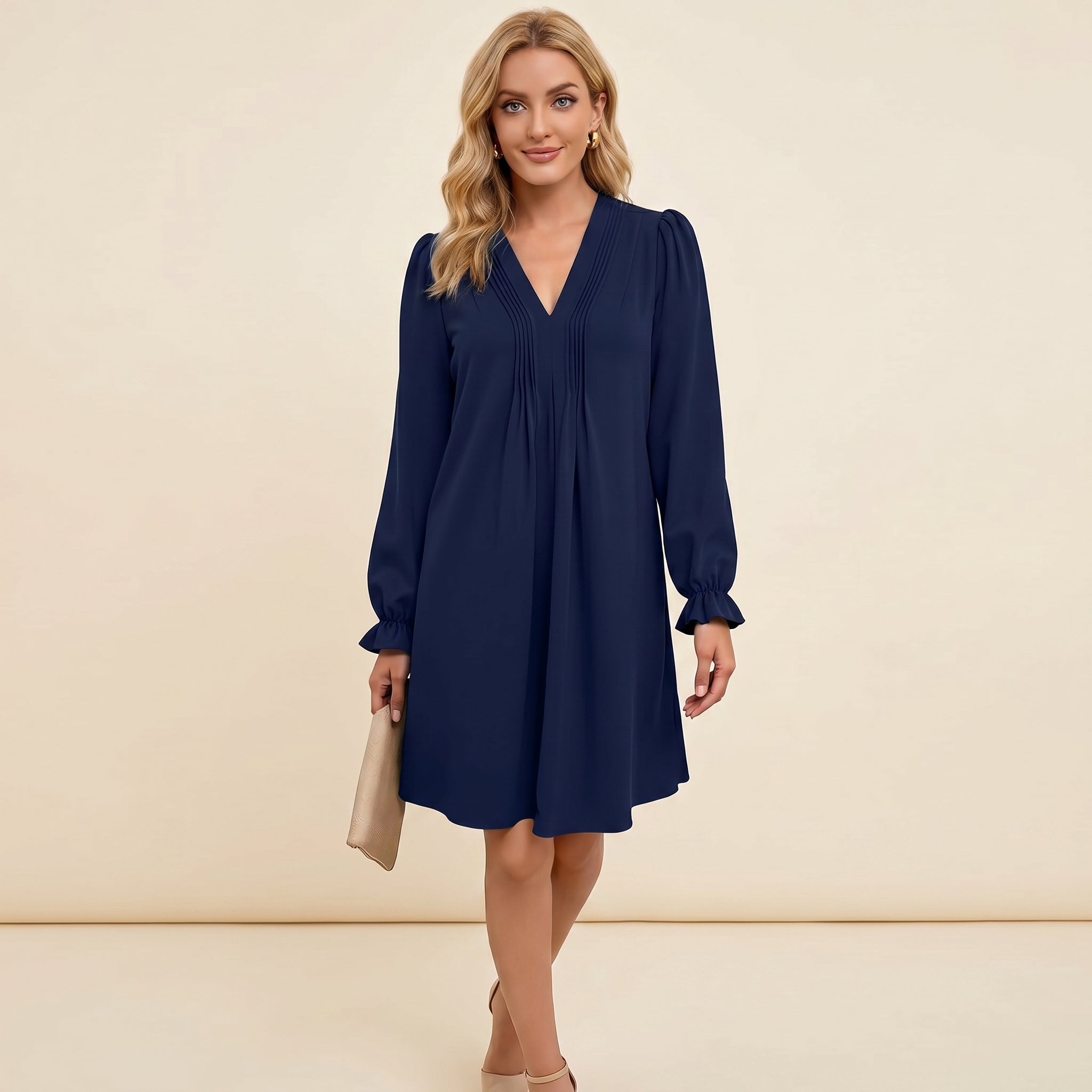 V Neck Shirt Dress