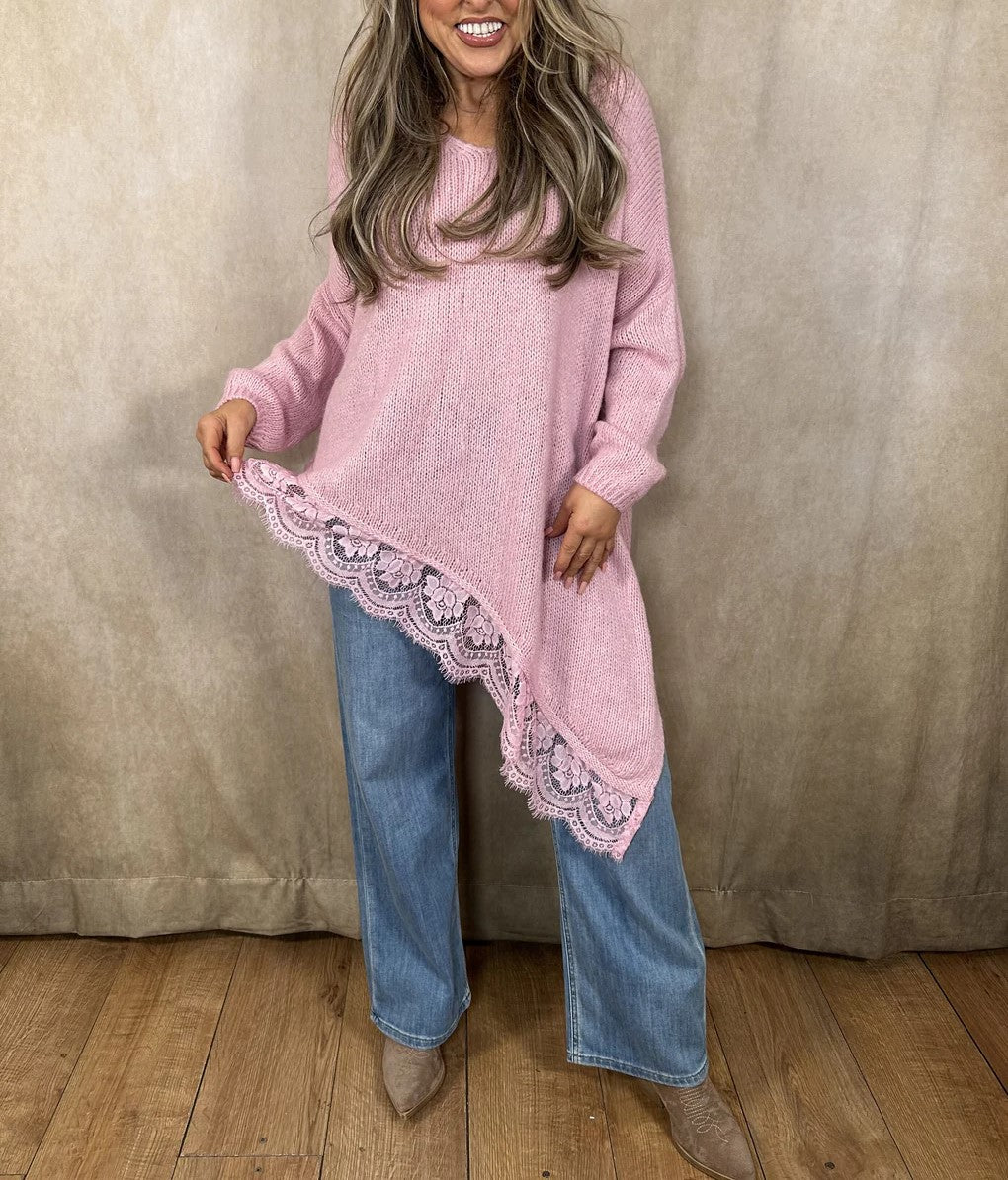 Casual Asymmetrical Lace Sweater