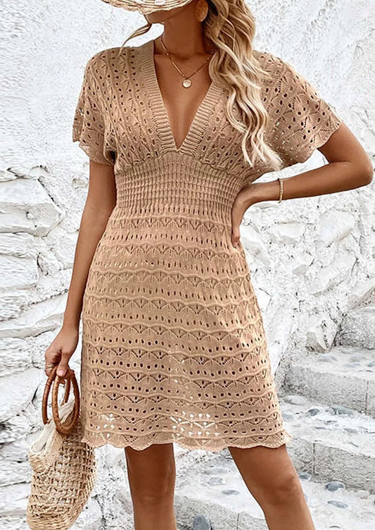 Summer V-Neck Knitted Dress