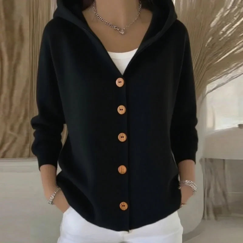 Casual Knit Hooded Top