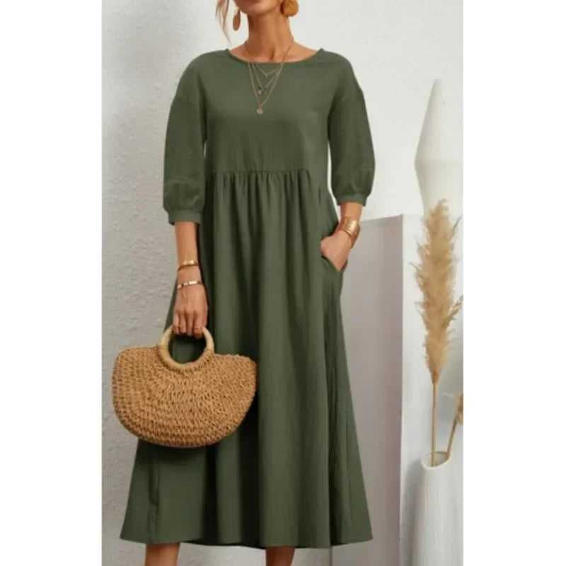 Round Neck Pocket Dress