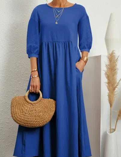 Round Neck Pocket Dress