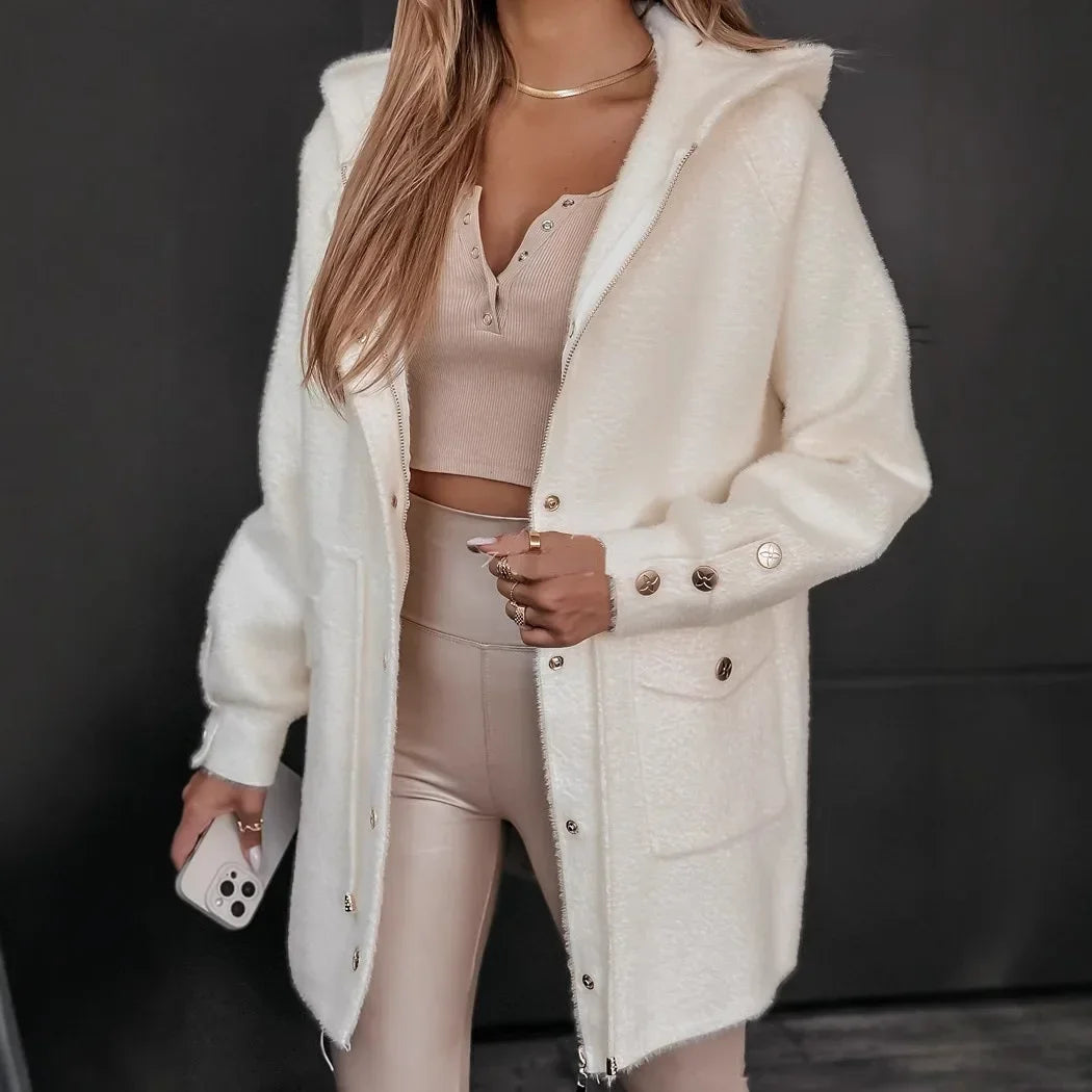 Long Plush Hooded Jacket