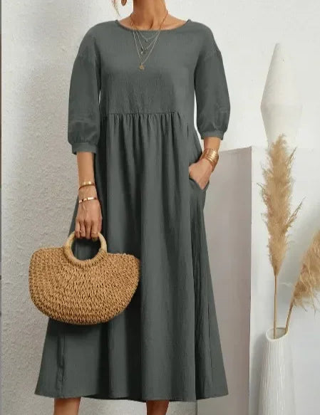 Round Neck Pocket Dress