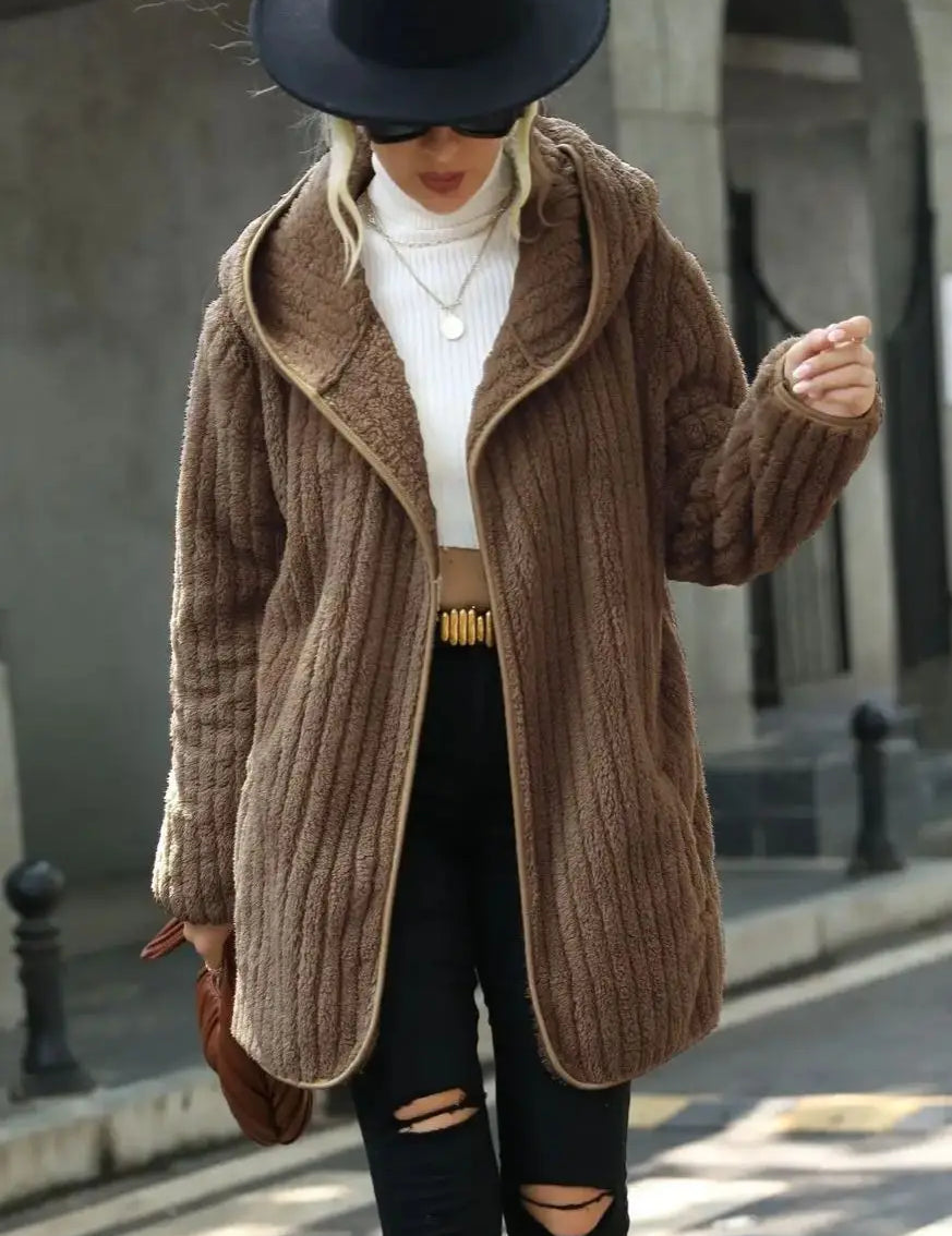 Soft Plush Hooded Cardigan