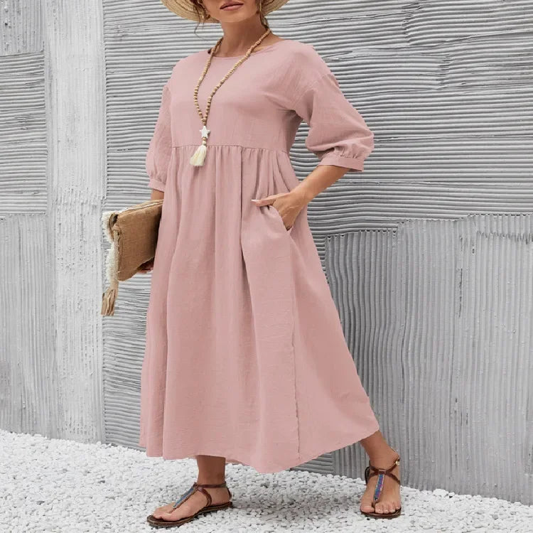 Round Neck Pocket Dress