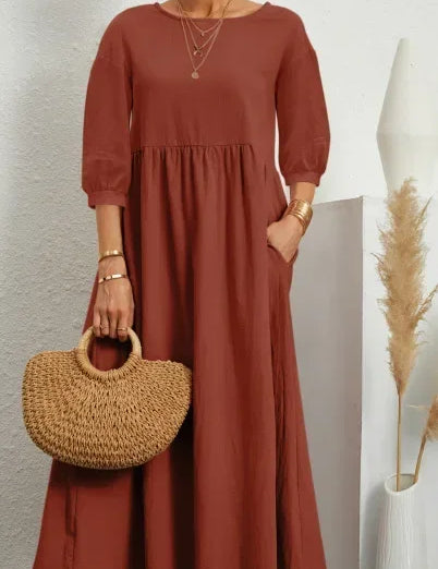 Round Neck Pocket Dress