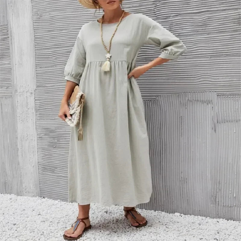 Round Neck Pocket Dress