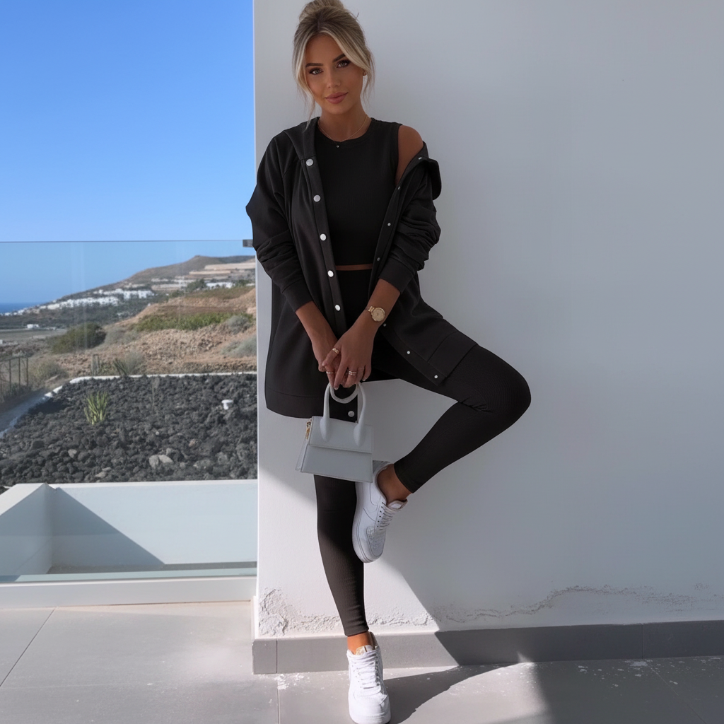 Hooded Cardigan Set
