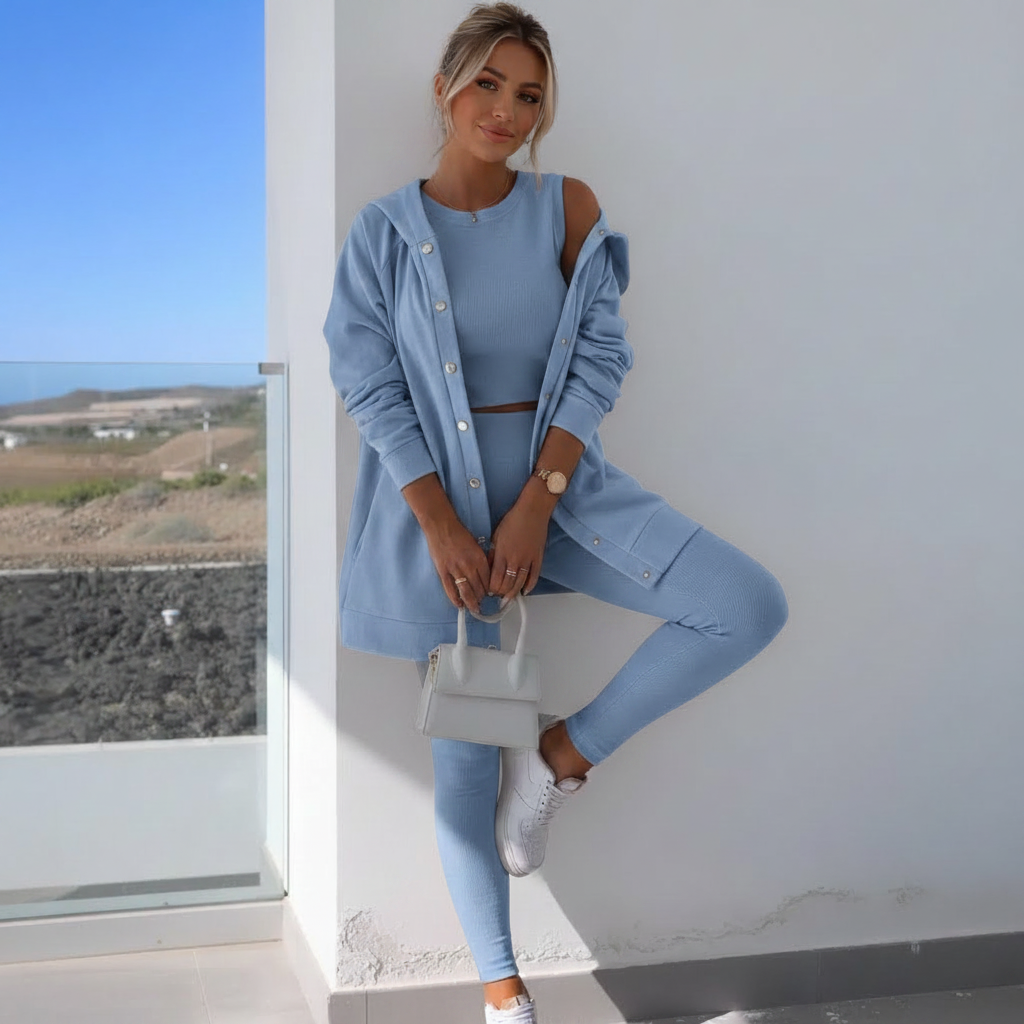 Hooded Cardigan Set