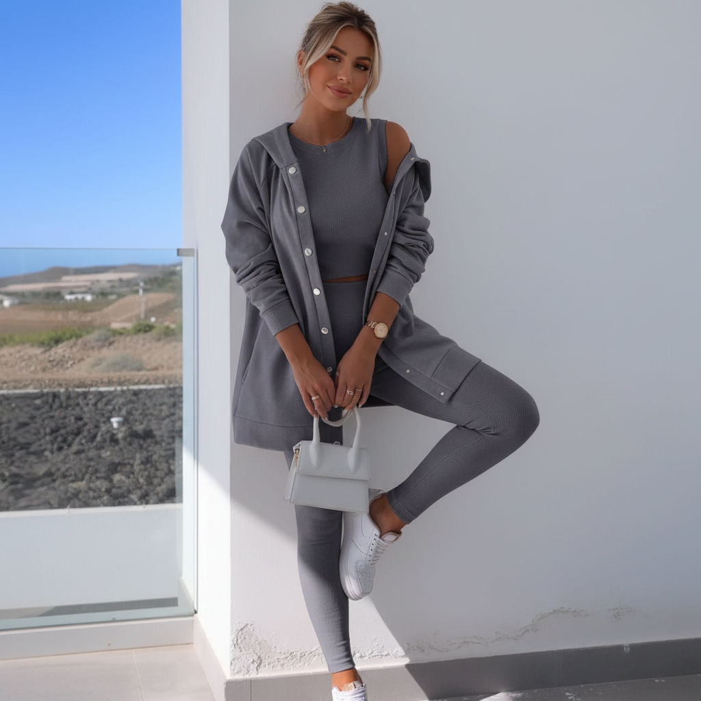 Hooded Cardigan Set