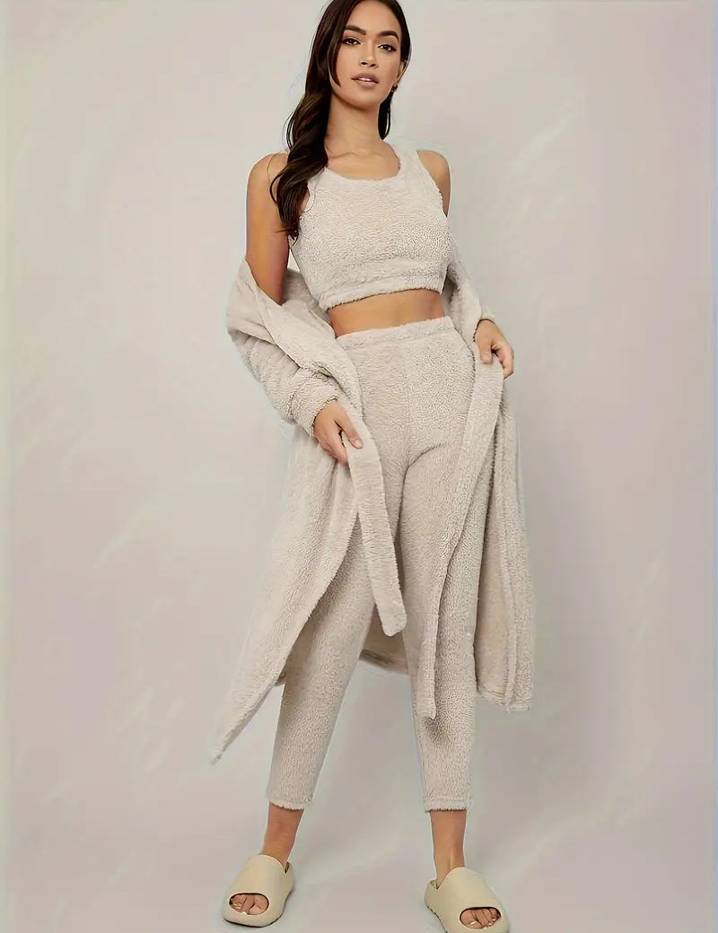 Fluffy Robe and Lounge Set