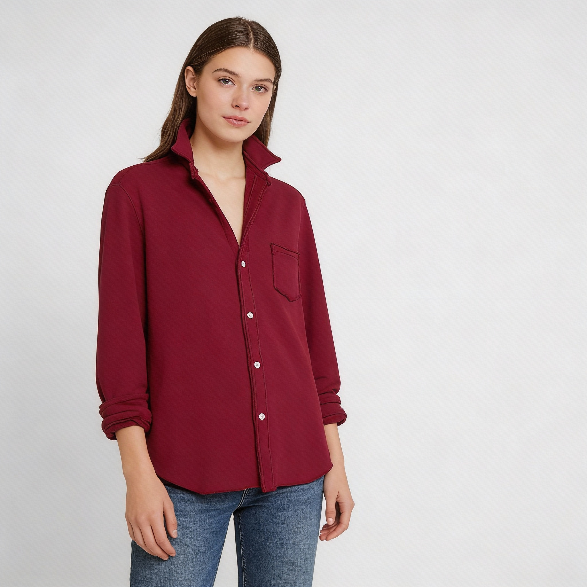Casual Button Up Sweatshirt