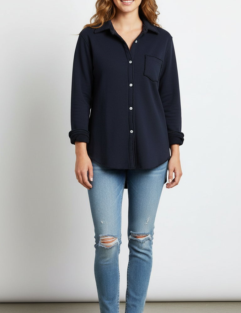 Casual Button Up Sweatshirt