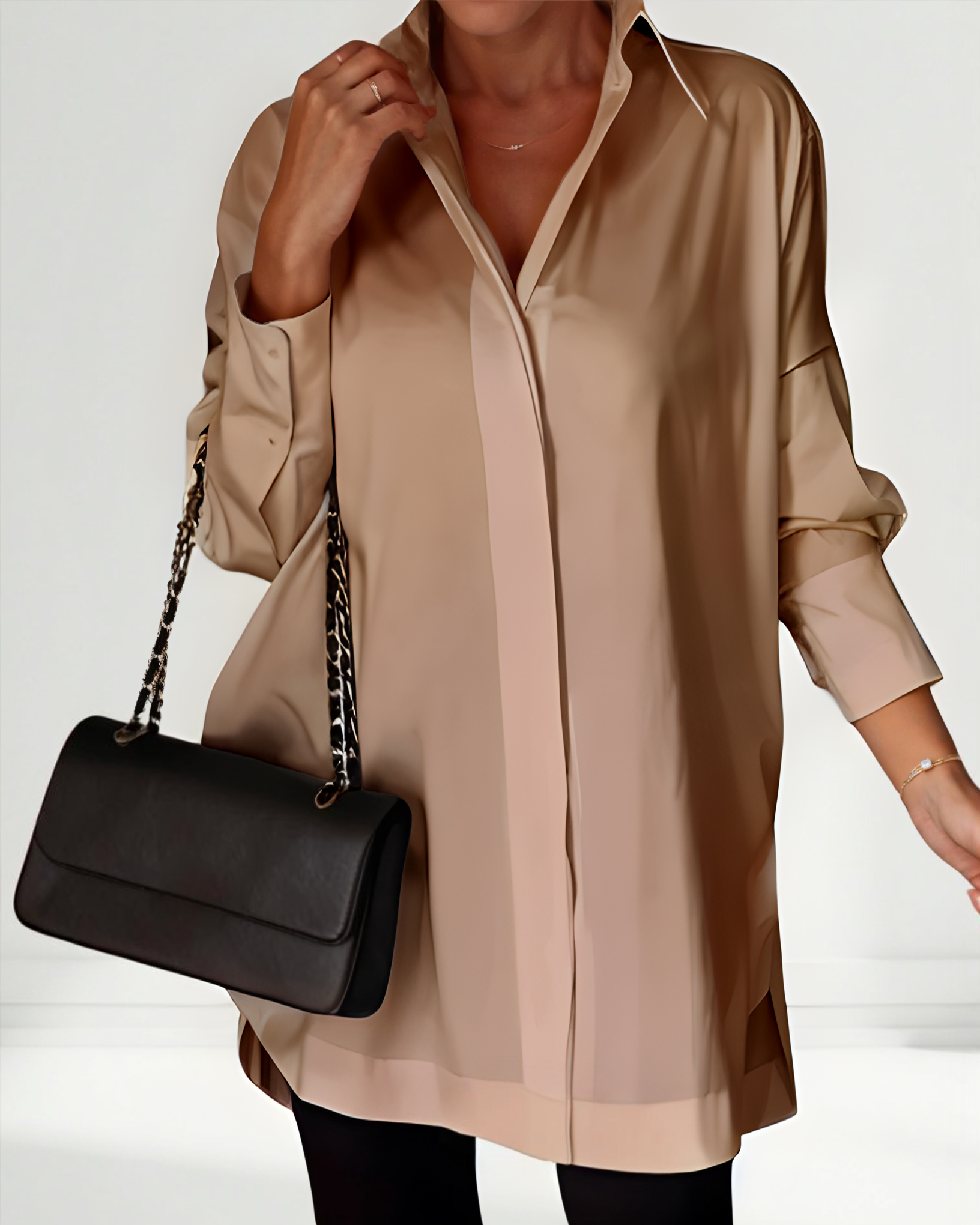 Oversized Lapel Button Shirt