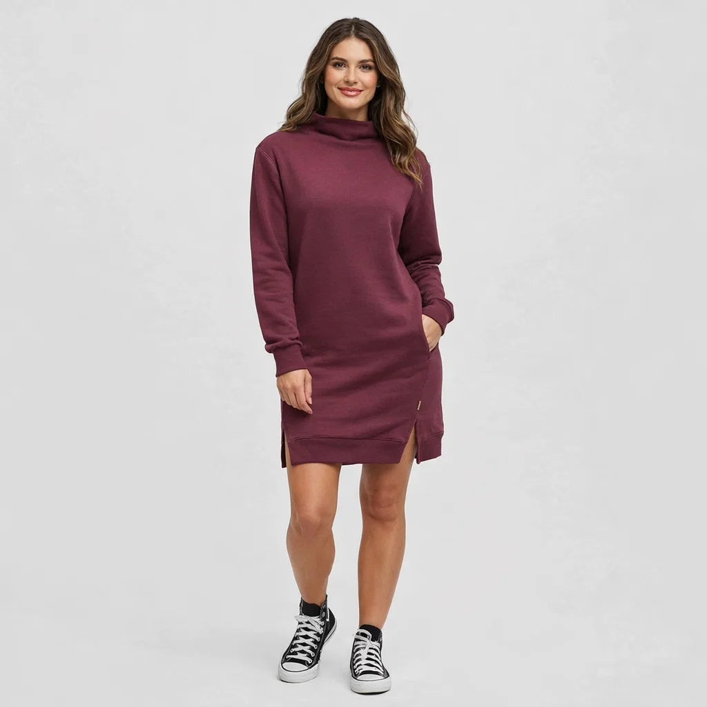 Mock Neck Sweatshirt Dress